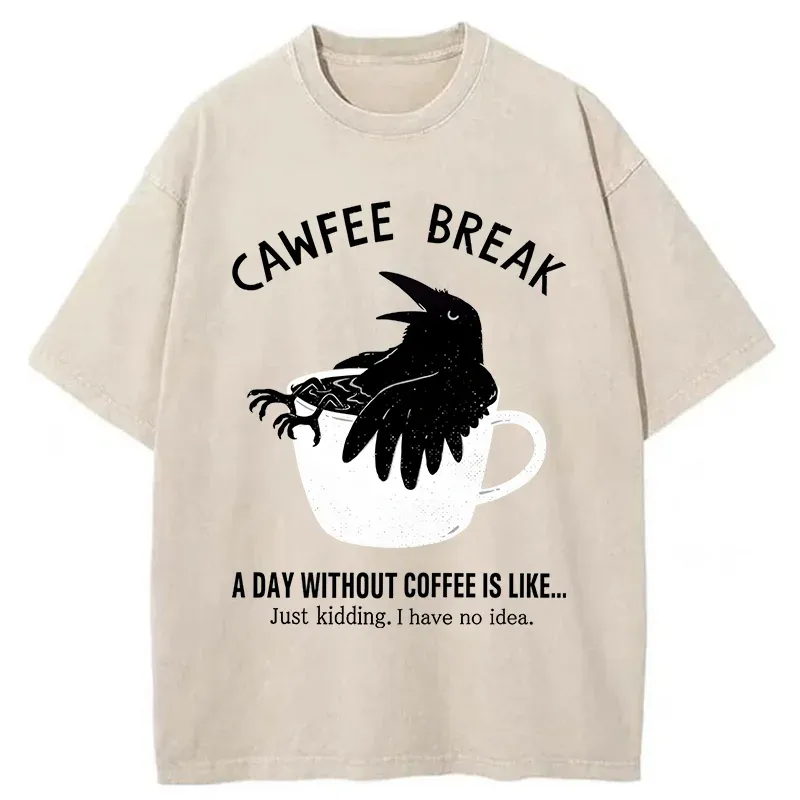 Tokyo-Tiger Crows Need Coffee Washed T-Shirt