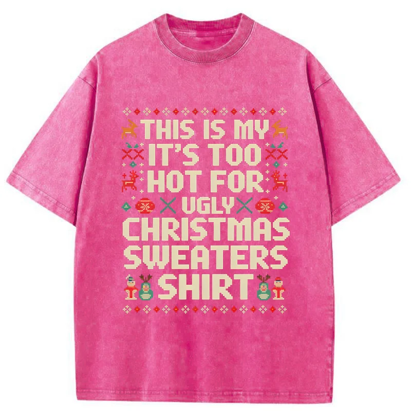 Tokyo-Tiger Ugly Christmas Sweater Funny Washed T-Shirt