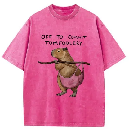 Tokyo-Tiger Capybaras That Do Bad Things Washed T-Shirt