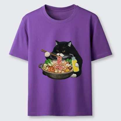 Tokyo-Tiger Black Cat Eating Hot Pot Classic T-Shirt