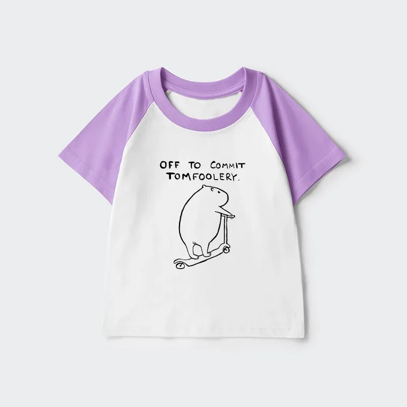 Tokyo-Tiger Capybara Is Ready To Do Something Bad Kids Raglan T-shirt