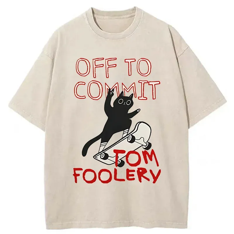 Tokyo-Tiger Cat Went To Do Bad Things Washed T-Shirt