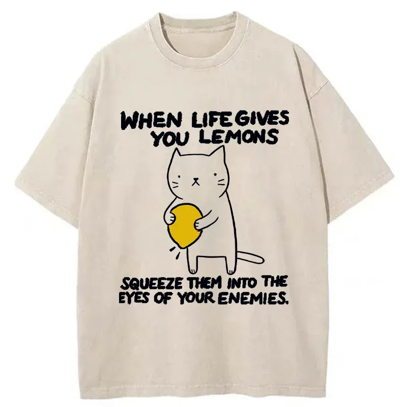 Tokyo-Tiger Attack The Enemy With Lemon Juice Washed T-Shirt