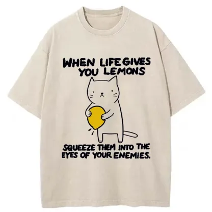 Tokyo-Tiger Attack The Enemy With Lemon Juice Washed T-Shirt