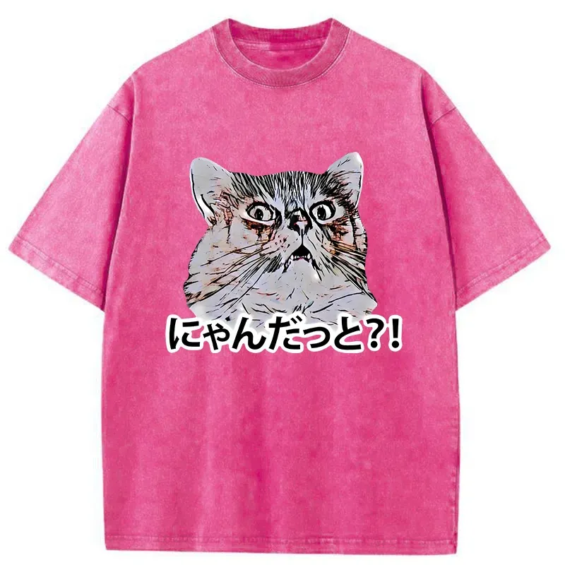 Tokyo-Tiger Angry Japanese Cat Washed T-Shirt