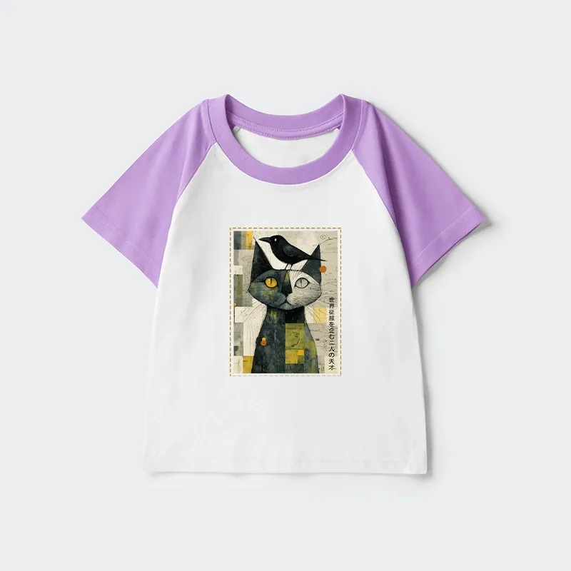 Tokyo-Tiger The Cat And The Crow Are Planning To Rule The World Kids Raglan T-shirt