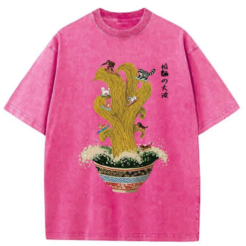Tokyo-Tiger Ramen Surfing Washed T-Shirt