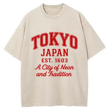 Tokyo-Tiger Tokyo Japan Retro Washed T-Shirt