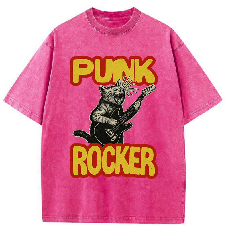 Tokyo-Tiger Punk Rock Kitty Washed T-Shirt