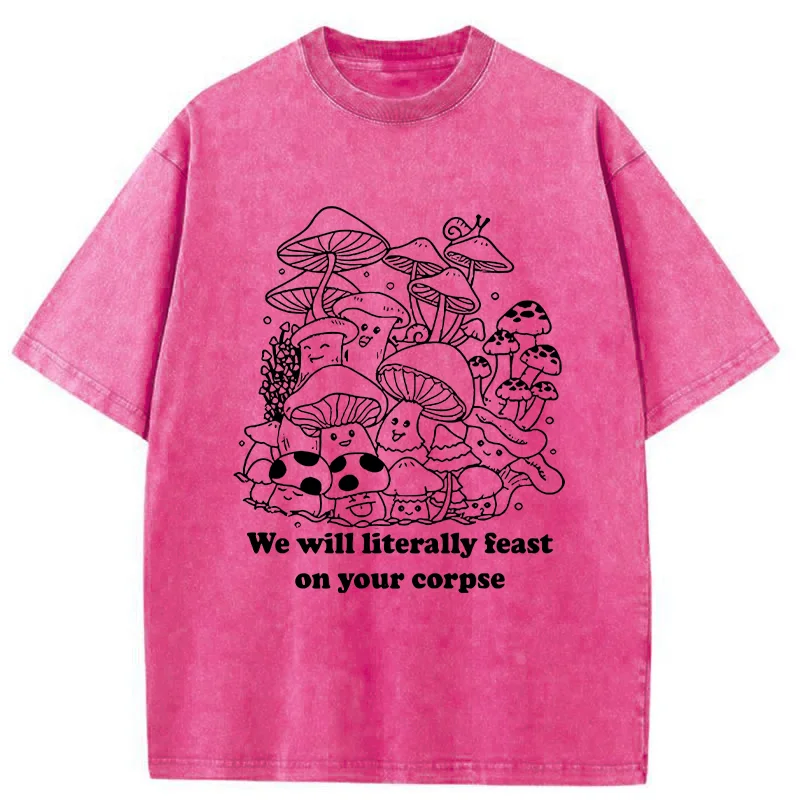 Tokyo-Tiger Funny Mushroom Washed T-Shirt