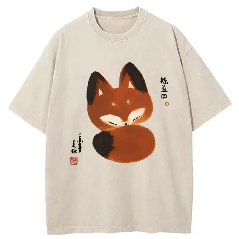 Tokyo-Tiger Cute Fox Washed T-Shirt
