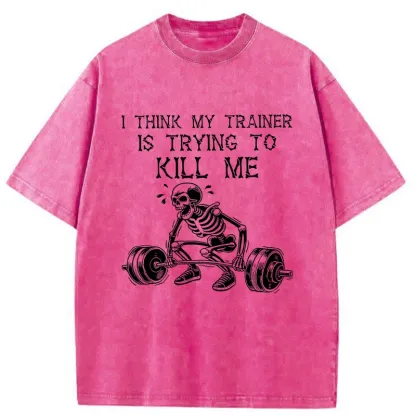 Tokyo-Tiger Gym Instructor Funny Washed T-Shirt