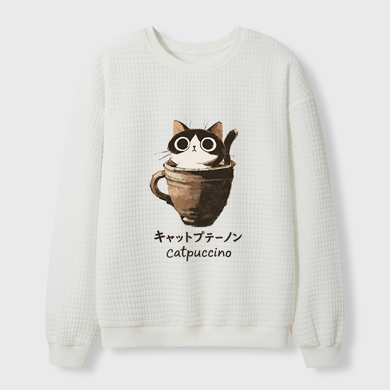 Tokyo-Tiger Cat Cappuccino Waffle Sweatshirt