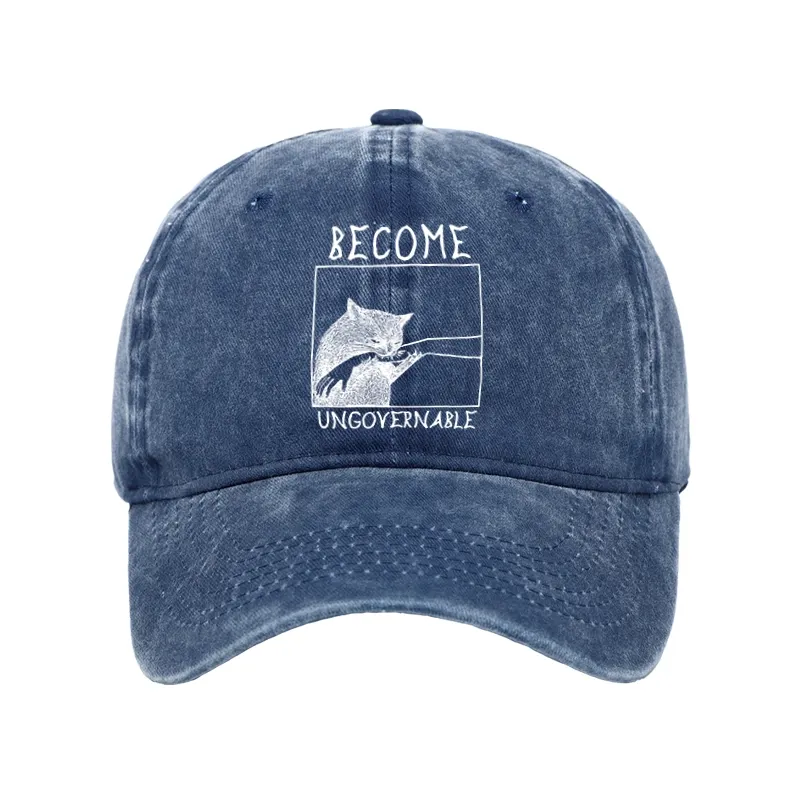 Tokyo-Tiger Cat Biting Arm Washed Cap