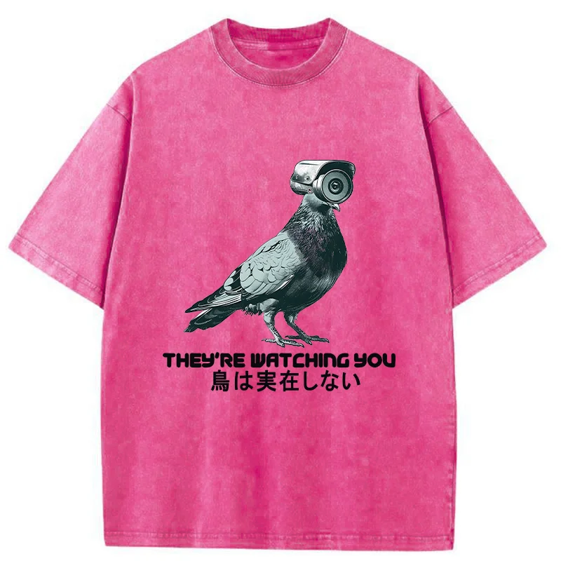 Tokyo-Tiger Birds Aren't Real Funny Washed T-Shirt