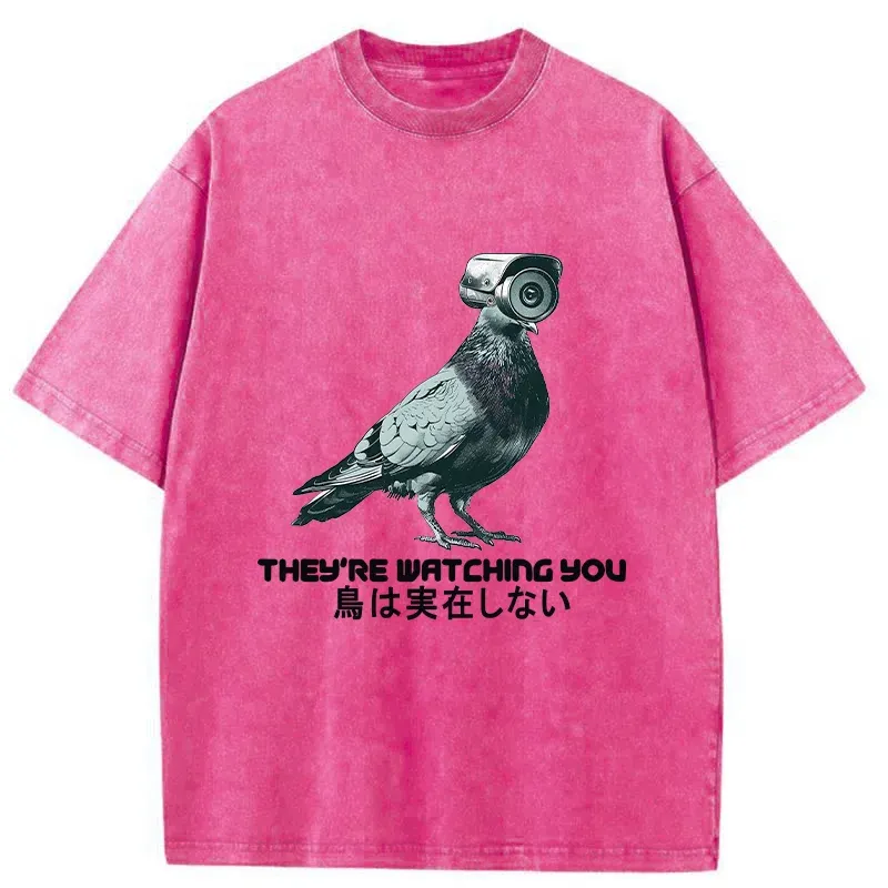 Tokyo-Tiger Birds Aren't Real Funny Washed T-Shirt