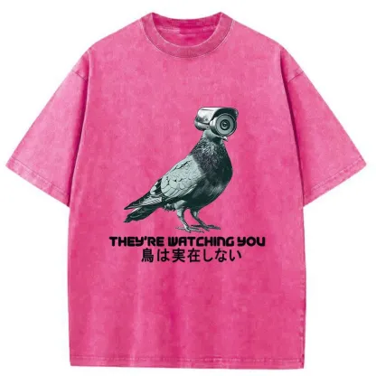 Tokyo-Tiger Birds Aren't Real Funny Washed T-Shirt