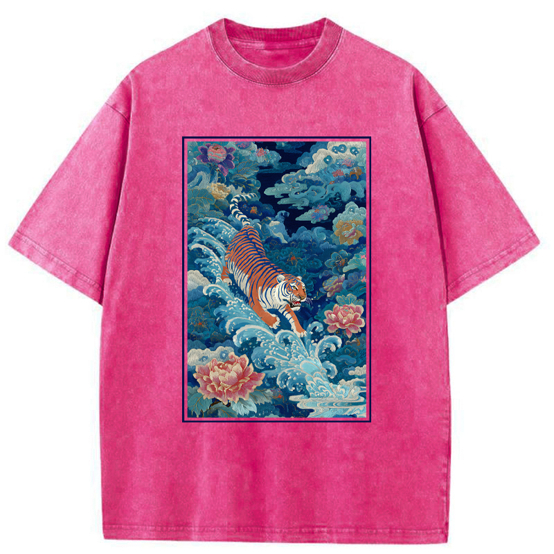 Tokyo-Tiger Beneath Auspicious Clouds Washed T-Shirt
