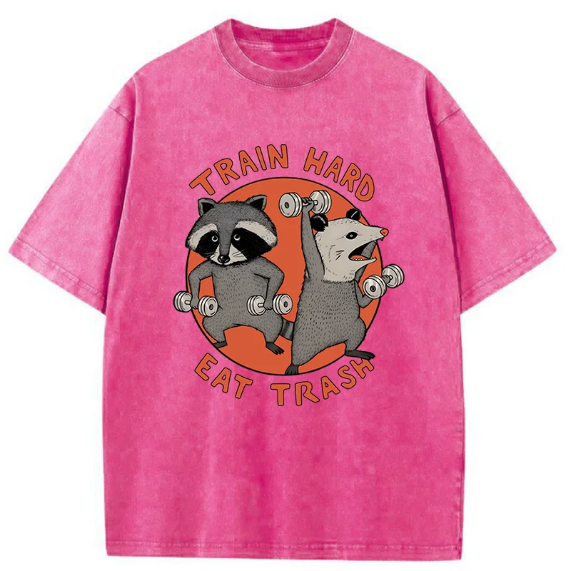 Tokyo-Tiger Raccoons And Opossums Are Working Out Washed T-Shirt