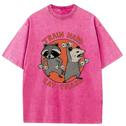 Tokyo-Tiger Raccoons And Opossums Are Working Out Washed T-Shirt