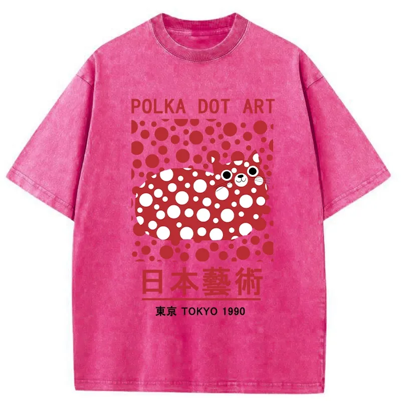Tokyo-Tiger Japanese Polka Dot Art Washed T-Shirt