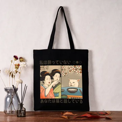 Tokyo-Tiger Japanese Woman Shouting at a Cat Tote Bag