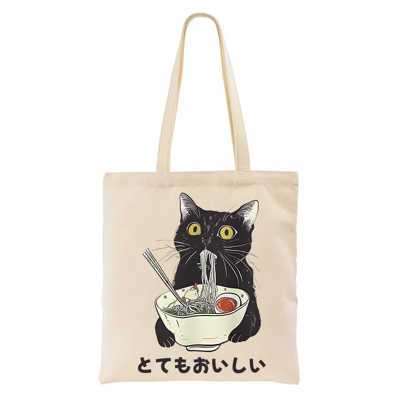 Tokyo-Tiger Cats Eat Ramen Noodles Tote Bag