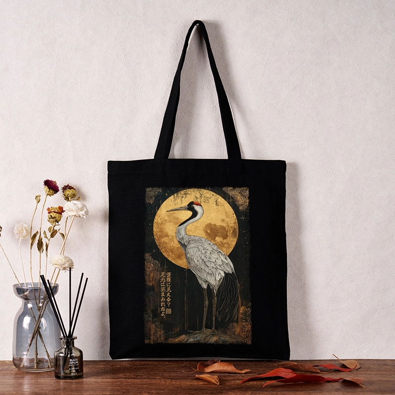 Tokyo-Tiger Vintage Japanese Crane Kanji Tote Bag