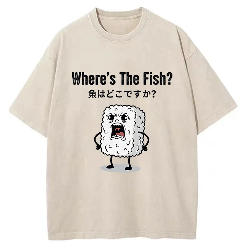 Tokyo-Tiger Rice Balls In Search Of Fish Washed T-Shirt