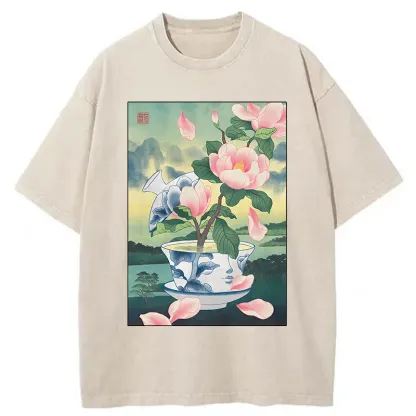 Tokyo-Tiger Fragrance Of Tea Is Like That Of Flowers Washed T-Shirt