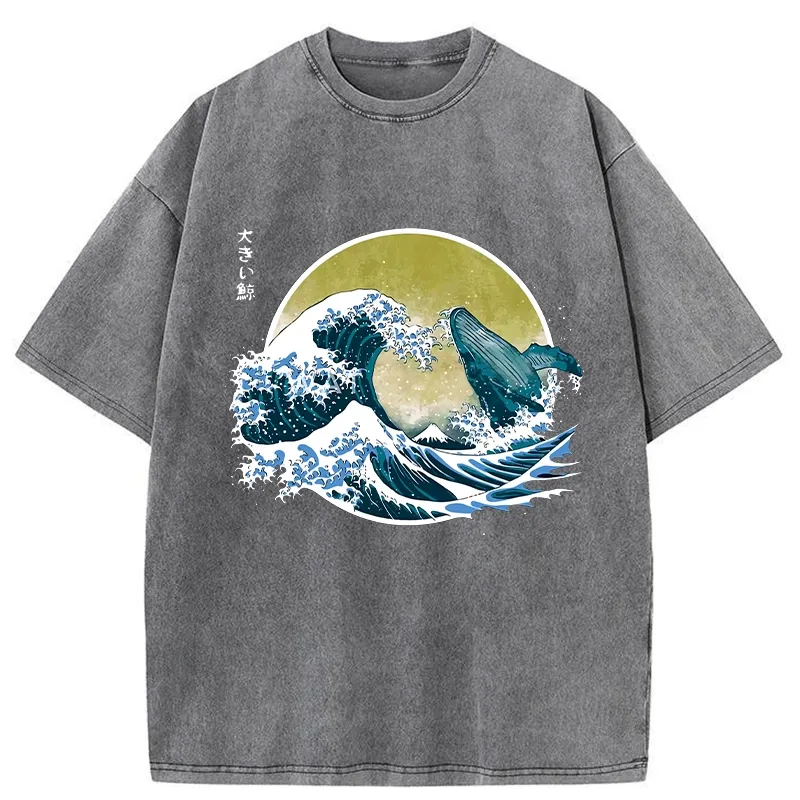 Tokyo-Tiger The Great Wave Off Whale Washed T-Shirt Sale