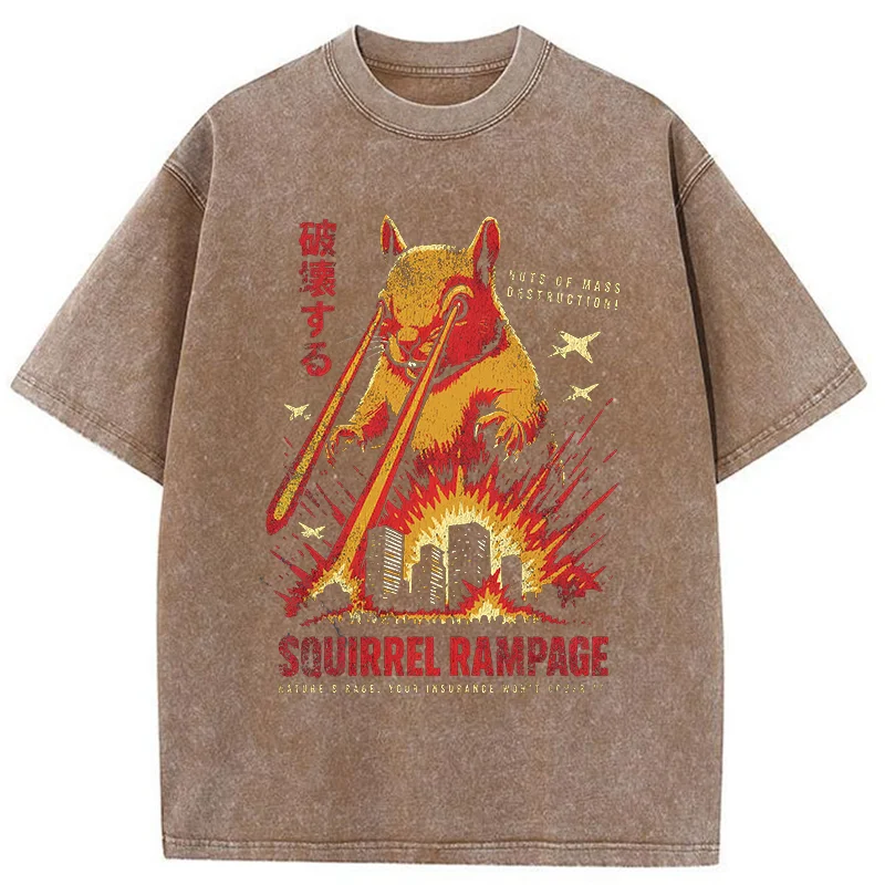 Tokyo-Tiger Squirrel Monster Funny Washed T-Shirt