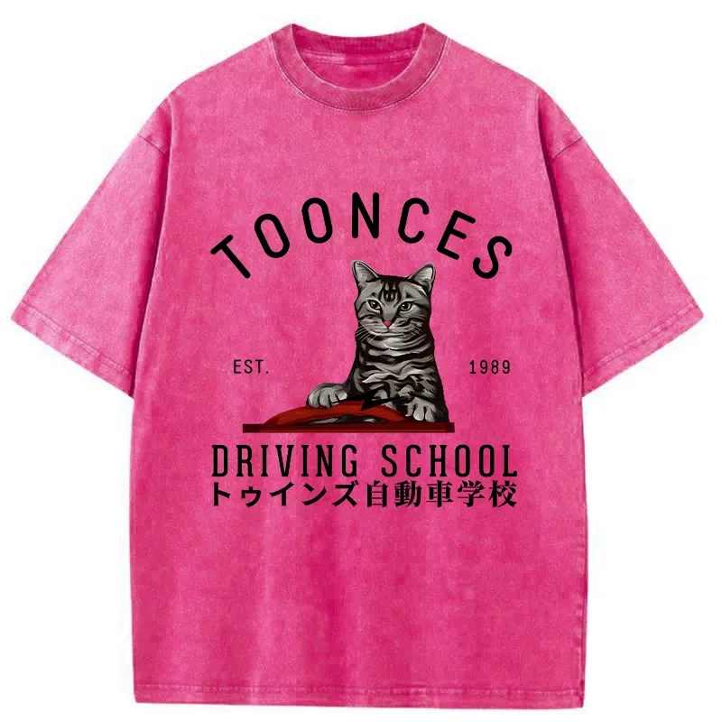 Tokyo-Tiger Toonces Driving School Washed T-Shirt