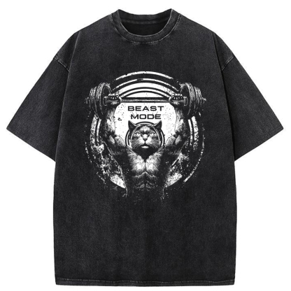 Tokyo-Tiger Beast Mode Work Out Washed T-Shirt