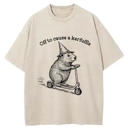 Tokyo-Tiger Groundhog Getting Ready To Cause Trouble Washed T-Shirt