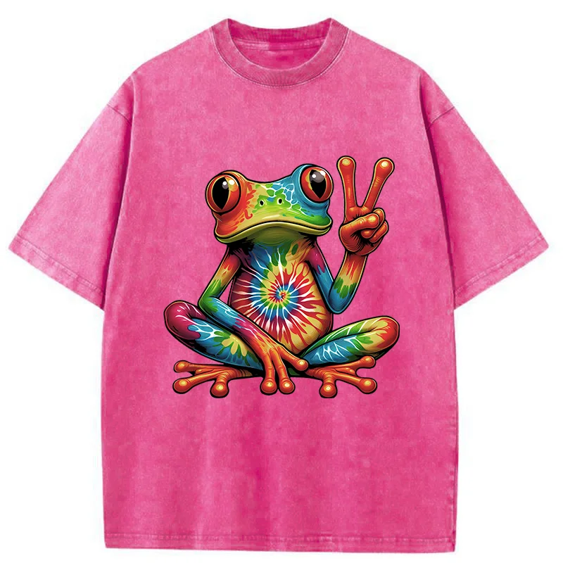 Tokyo-Tiger Psychedelic Frog Washed T-Shirt