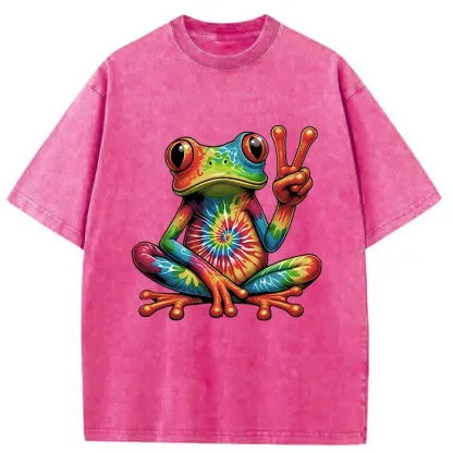 Tokyo-Tiger Psychedelic Frog Washed T-Shirt
