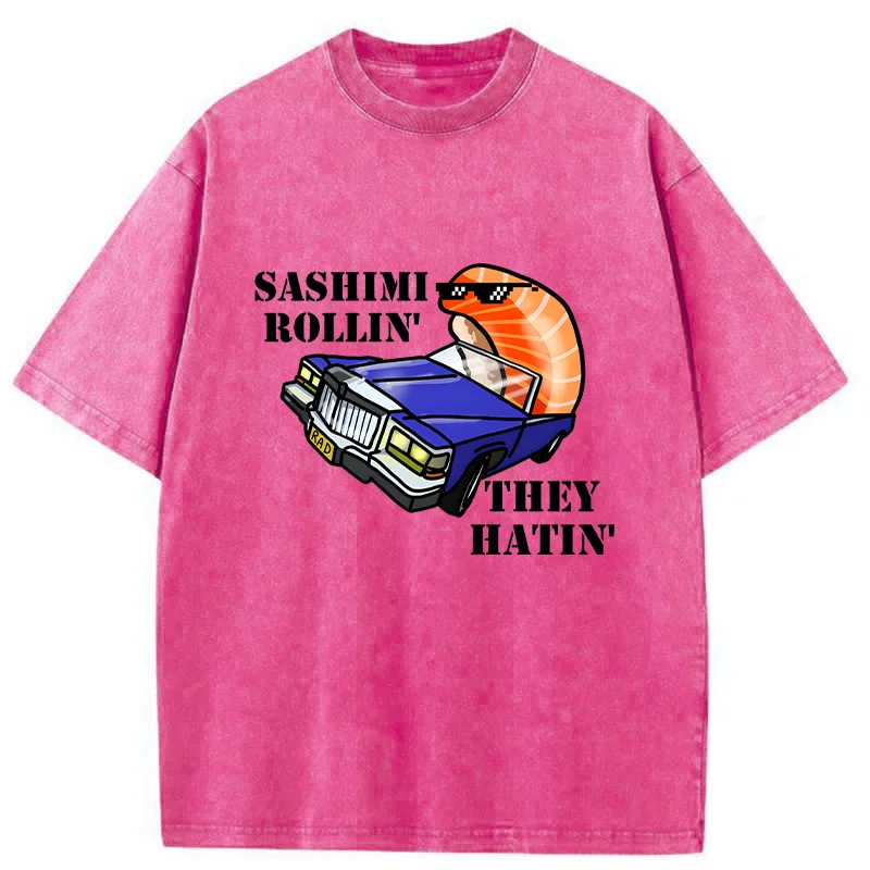 Tokyo-Tiger Sushi Driving Washed T-Shirt