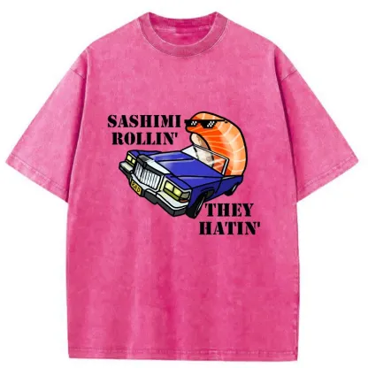 Tokyo-Tiger Sushi Driving Washed T-Shirt