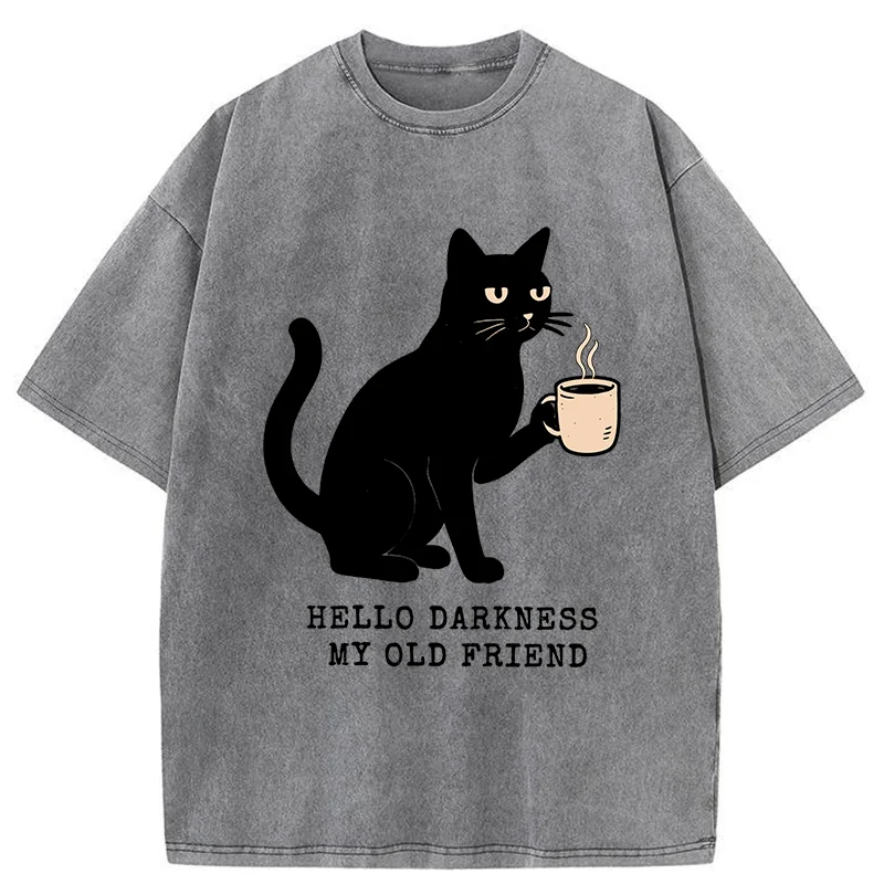 Tokyo-Tiger Hello Black Cat Washed T-Shirt