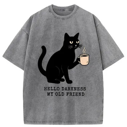 Tokyo-Tiger Hello Black Cat Washed T-Shirt