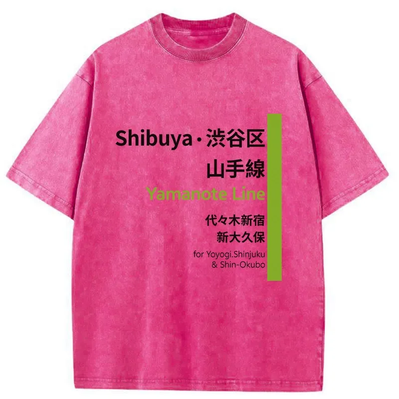 Tokyo-Tiger Japanese Shibuya Yamanote Line Washed T-Shirt
