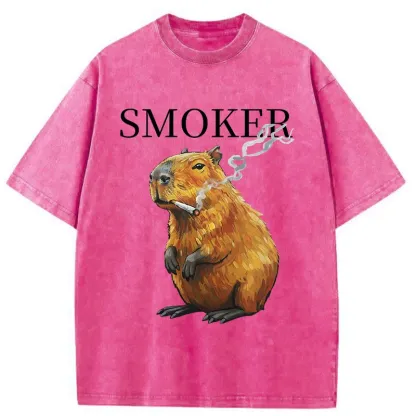 Tokyo-Tiger Obese Smokers Washed T-Shirt