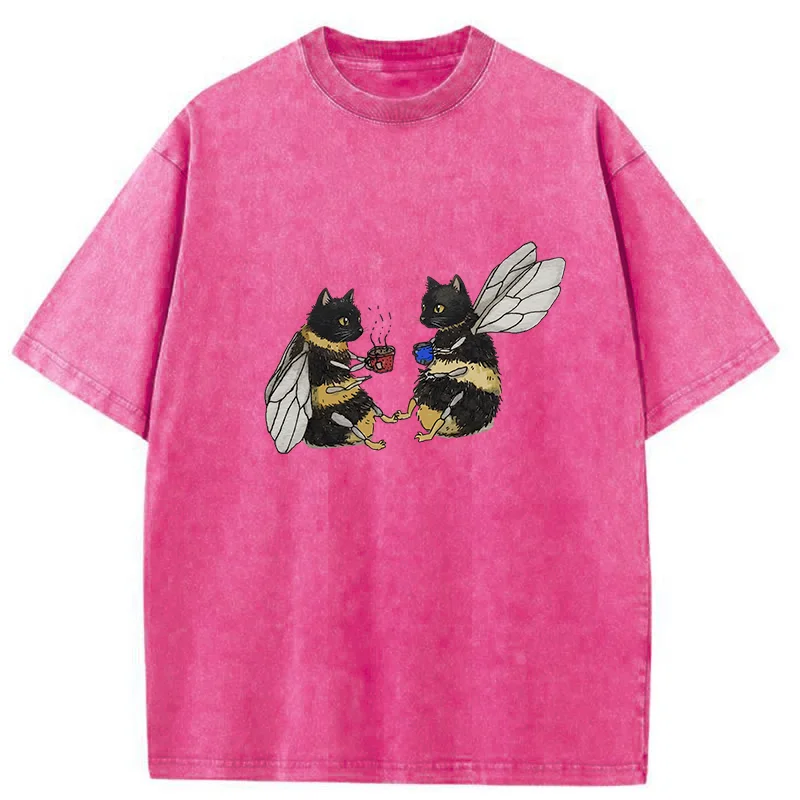 Tokyo-Tiger CatBees' Tea Party Washed T-Shirt