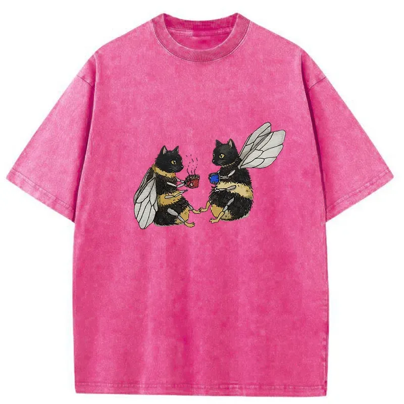 Tokyo-Tiger CatBees' Tea Party Washed T-Shirt