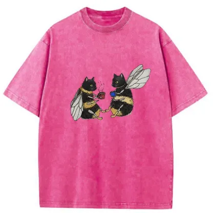 Tokyo-Tiger CatBees' Tea Party Washed T-Shirt
