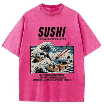 Tokyo-Tiger The Great Wave Off Sushi Washed T-Shirt