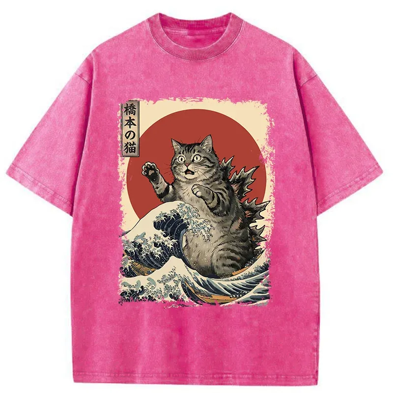 Tokyo-Tiger Catzilla Is Causing Destruction Washed T-Shirt