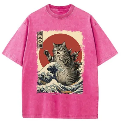 Tokyo-Tiger Catzilla Is Causing Destruction Washed T-Shirt