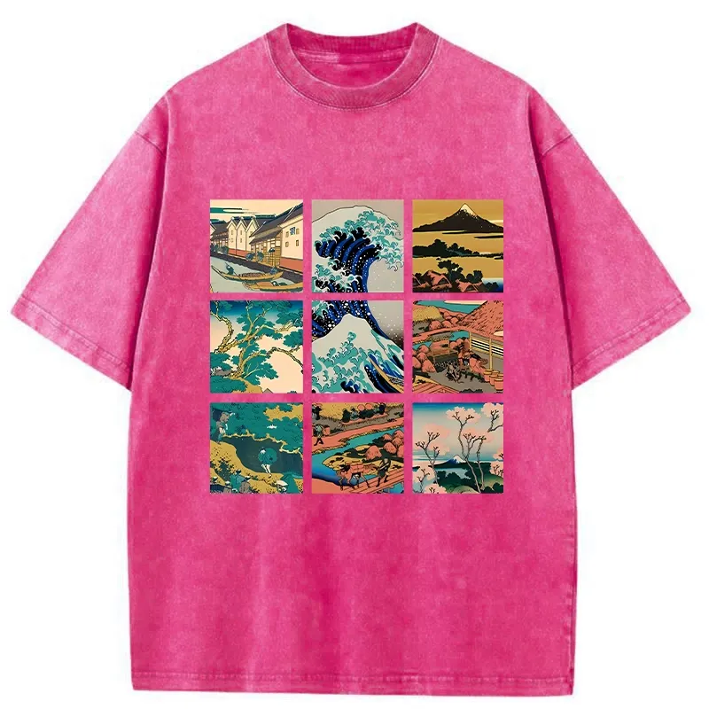 Tokyo-Tiger Japanese Traditional Landscape Washed T-Shirt